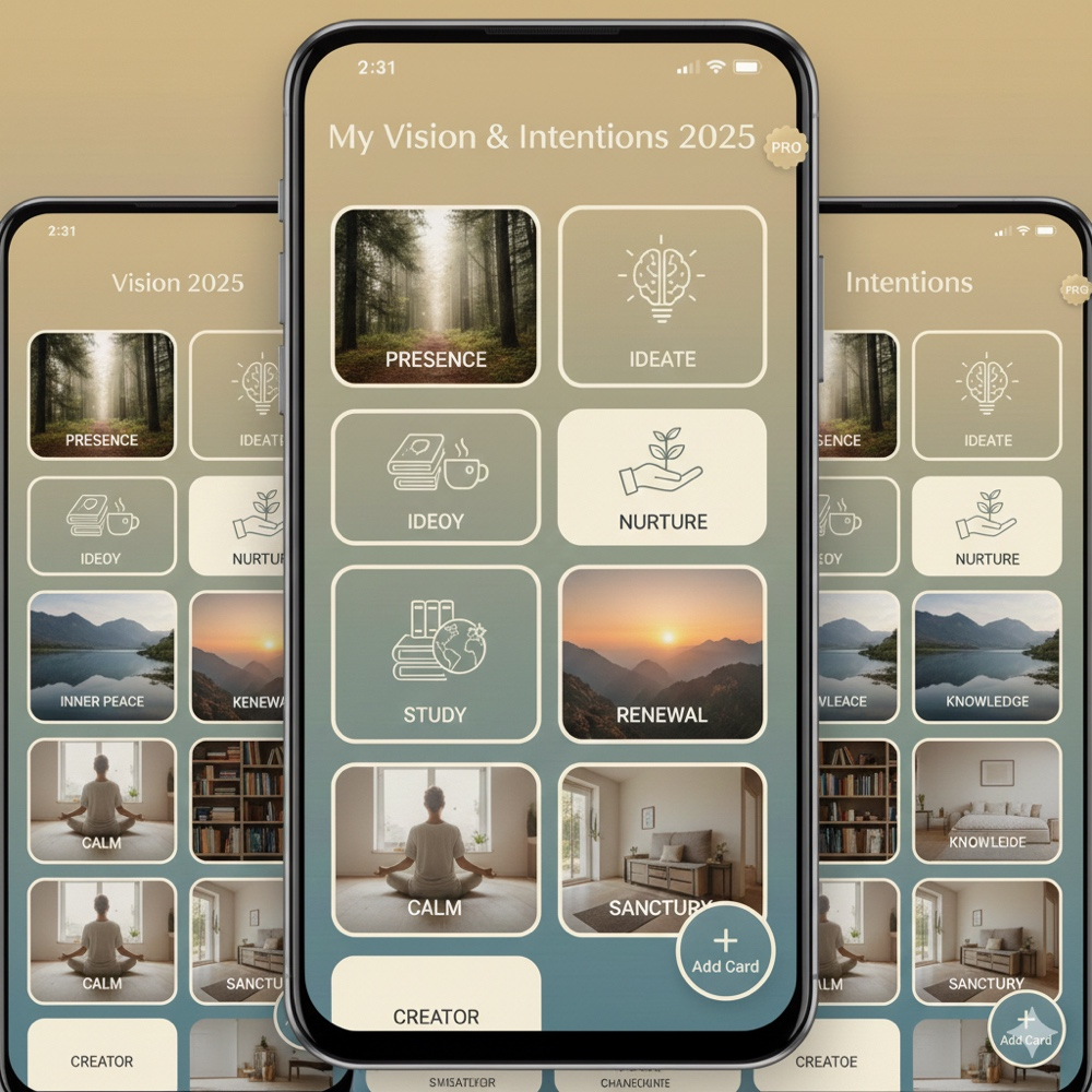 GoalLens app showing visual goal cards